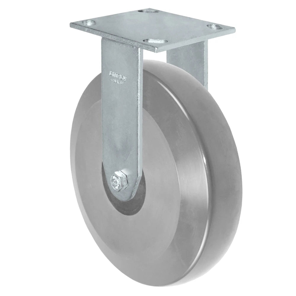 Durastar Medium Heavy Duty S34 Series - 8" x 2" Heavy Duty Solid Polyurethane on Glass-filled Nylon Rigid Caster - 1250 lb Capacity, & 4" x 4-1/2" Stainless Top Plate Durastar