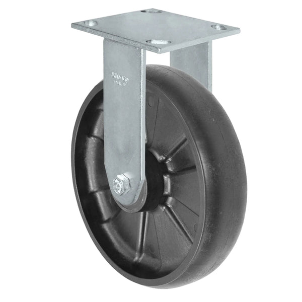 Durastar Medium Heavy Duty S34 Series - 8" x 2" Glass-filled Nylon Rigid Caster - 1250 lb Capacity, & 4" x 4-1/2" Stainless Top Plate Durastar