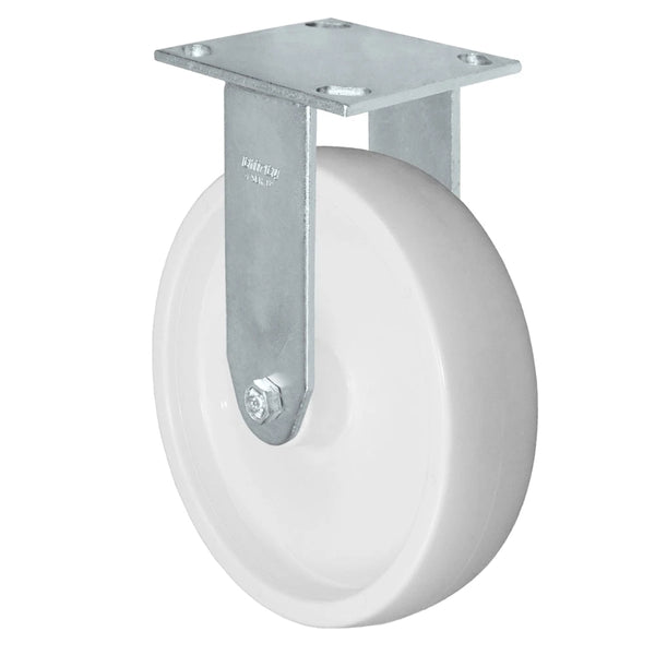Durastar Medium Heavy Duty S34 Series - 8" x 2" Polyolefin Rigid Caster - 1200 lb Capacity, & 4" x 4-1/2" Stainless Top Plate Durastar