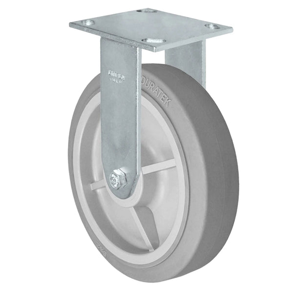 Durastar Medium Heavy Duty S34 Series - 8" x 2" Duratek High Tech Rubber Rigid Caster - 675 lb Capacity, & 4" x 4-1/2" Stainless Top Plate Durastar