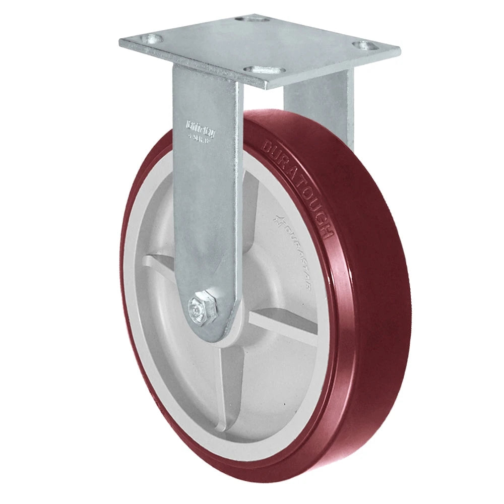 Durastar Medium Heavy Duty S34 Series - 8" x 2" DURATOUGH Polyurethane on Polyolefin Rigid Caster - 1000 lb Capacity, & 4" x 4-1/2" Stainless Top Plate Durastar