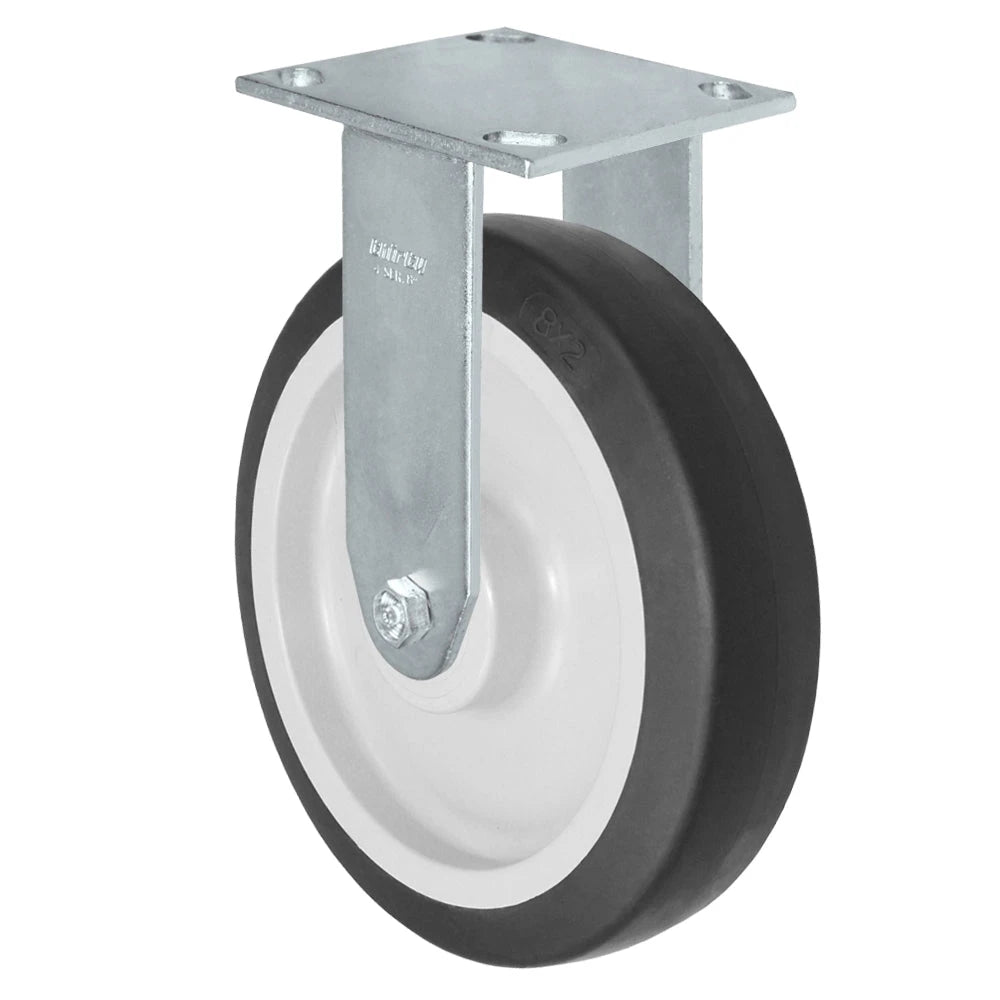 Durastar Medium Heavy Duty S34 Series - 8" x 2" Thermoplastic Rubber Rigid Caster - 600 lb Capacity, & 4" x 4-1/2" Stainless Top Plate Durastar
