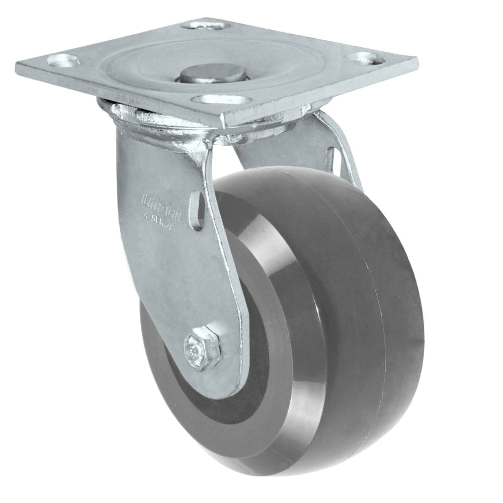 Durastar Medium Heavy Duty S34 Series - 4" x 2" Heavy Duty Solid Polyurethane on Glass-filled Nylon Swivel Caster - 1200 lb Capacity, & 4" x 4-1/2" Stainless Top Plate Durastar