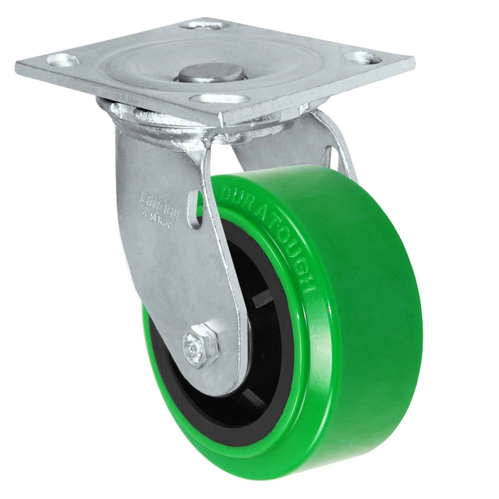 Durastar Medium Heavy Duty S34 Series - 4" x 2" Polyurethane on Glass-filled Nylon - MU (10mm Thick Tread) Swivel Caster - 800 lb Capacity, & 4" x 4-1/2" Stainless Top Plate Durastar