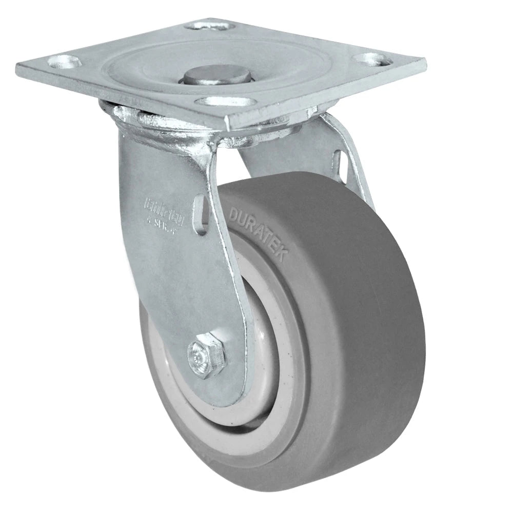 Durastar Medium Heavy Duty S34 Series - 4" x 2" Duratek High Tech Rubber Swivel Caster - 450 lb Capacity, & 4" x 4-1/2" Stainless Top Plate Durastar