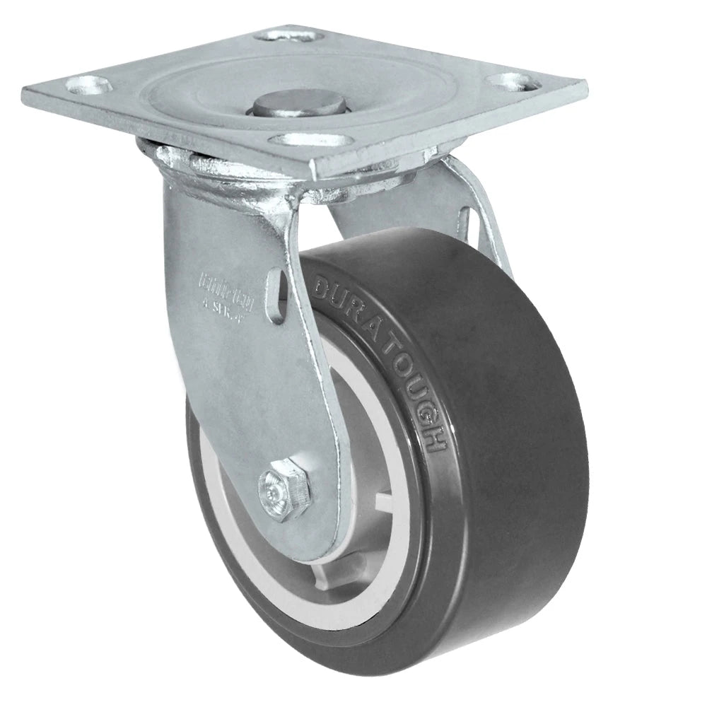 Durastar Medium Heavy Duty S34 Series - 4" x 2" DURATOUGH Polyurethane on Polyolefin Swivel Caster - 700 lb Capacity, & Stainless 4" x 4-1/2" Top Plate Durastar