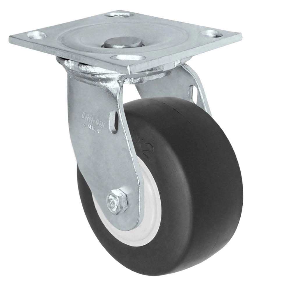 Durastar Medium Heavy Duty S34 Series - 4" x 2" Thermoplastic Rubber Swivel Caster - 300 lb Capacity, & 4" x 4-1/2" Stainless Top Plate Durastar