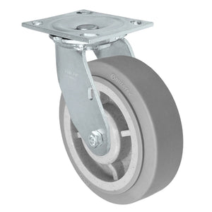 Durastar Medium Heavy Duty S34 Series - 6" x 2" Duratek High Tech Rubber Swivel Caster - 600 lb Capacity, & 4" x 4-1/2" Stainless Top Plate Durastar