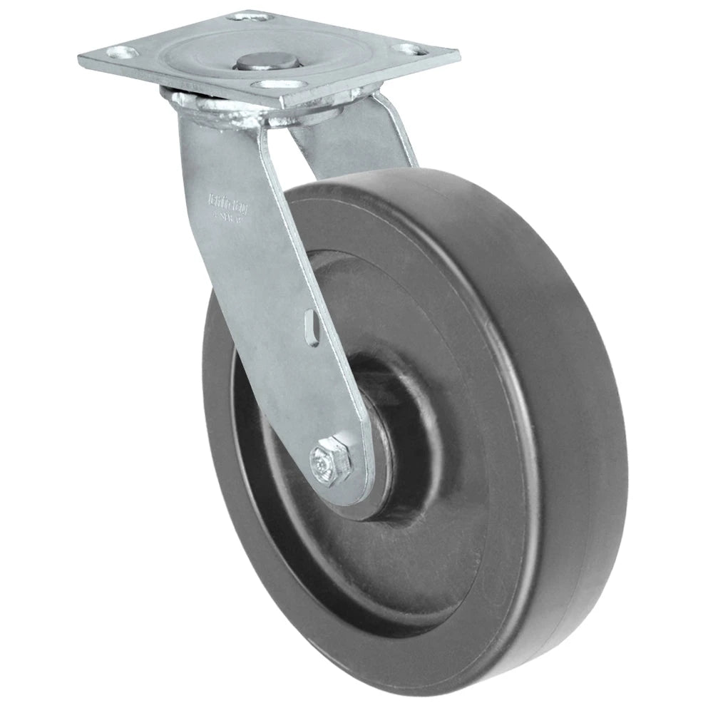 Durastar Medium Heavy Duty S34 Series - 8" x 2" Heavy Duty Polyolefin Swivel Caster - 1200 lb Capacity, & 4" x 4-1/2" Stainless Top Plate Durastar