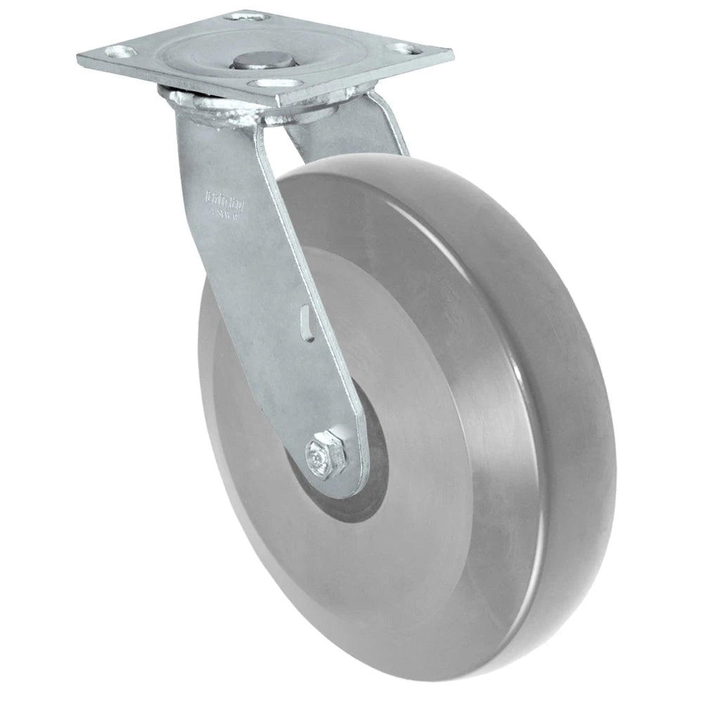Durastar Medium Heavy Duty S34 Series - 8" x 2" Heavy Duty Solid Polyurethane on Glass-filled Nylon Swivel Caster - 1250 lb Capacity, & 4" x 4-1/2" Stainless Top Plate Durastar