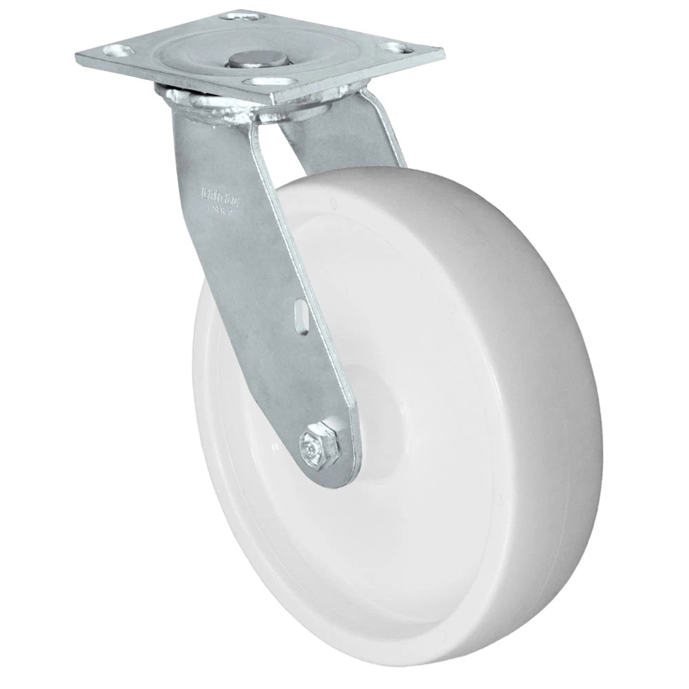 Durastar Medium Heavy Duty S34 Series - 8" x 2" Polyolefin Swivel Caster - 1200 lb Capacity, & 4" x 4-1/2" Stainless Top Plate Durastar