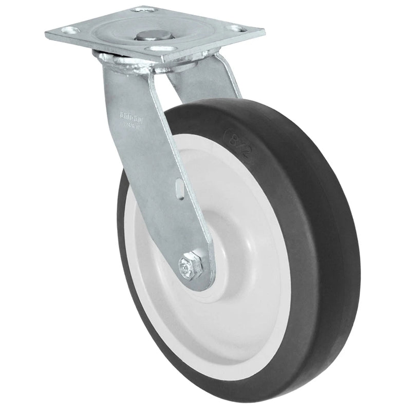 Durastar Medium Heavy Duty S34 Series - 8" x 2" Thermoplastic Rubber Swivel Caster - 600 lb Capacity, & 4" x 4-1/2" Stainless Top Plate Durastar