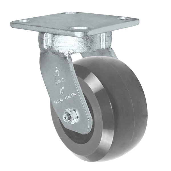 Durastar Heavy Duty S40 Series - 4" x 2" Heavy Duty Solid Polyurethane on Glass-filled Nylon Swivel Caster - 1200 lb Capacity, Choose between Stainless Top Plate Size and bearing Durastar