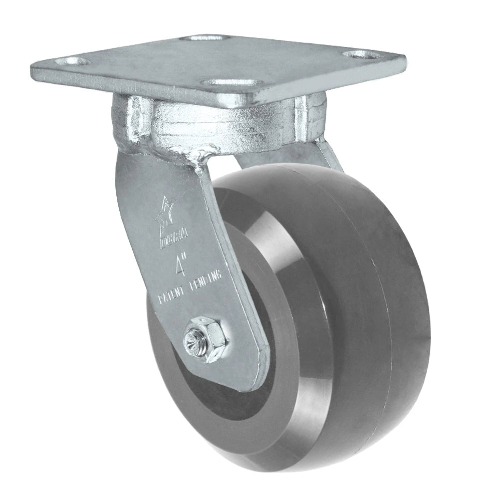 Durastar Heavy Duty S40 Series - 4" x 2" Heavy Duty Solid Polyurethane on Glass-filled Nylon Swivel Caster - 1200 lb Capacity, Choose between Stainless Top Plate Size and bearing Durastar