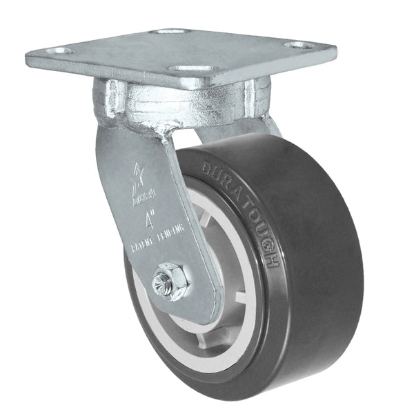 Durastar Heavy Duty S40 Series - 4" x 2" DURATOUGH Polyurethane on Polyurethane Swivel Caster - 700 lb Capacity, Choose between Stainless Top Plate Size and bearing Durastar