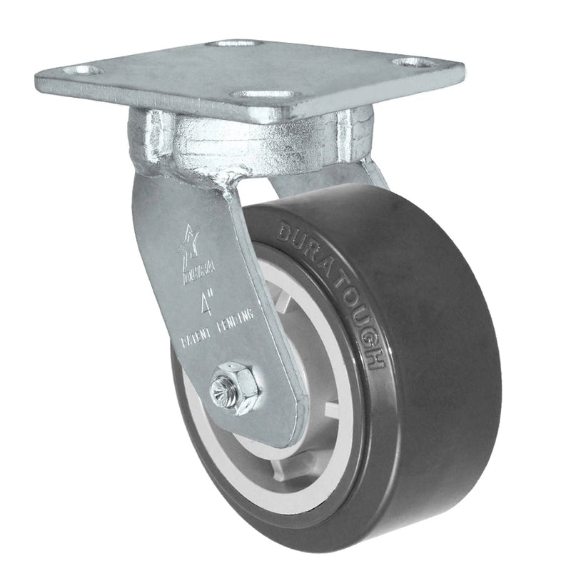 Durastar Heavy Duty S40 Series - 4" x 2" DURATOUGH Polyurethane on Polyurethane Swivel Caster - 700 lb Capacity, Choose between Stainless Top Plate Size and bearing Durastar