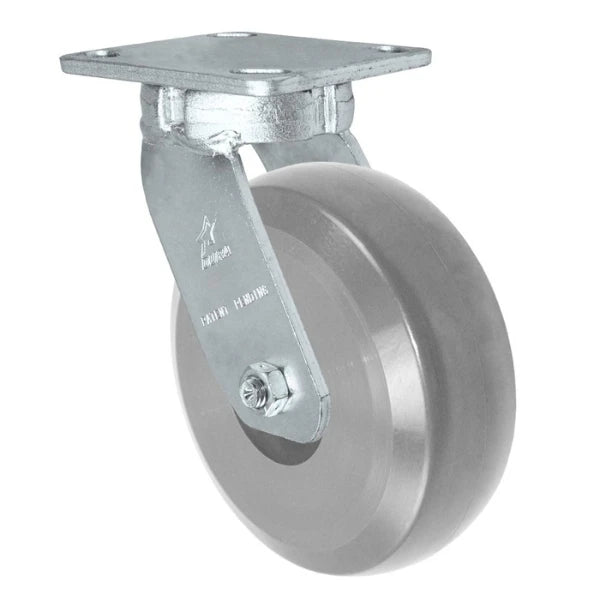 Kingpinless Heavy Duty 40 Series - 5" x 2" Heavy Duty Solid Polyurethane on Glass-filled Nylon Swivel Caster - 1500 lb Capacity, Choose between Stainless Top Plate Size and bearing Durastar