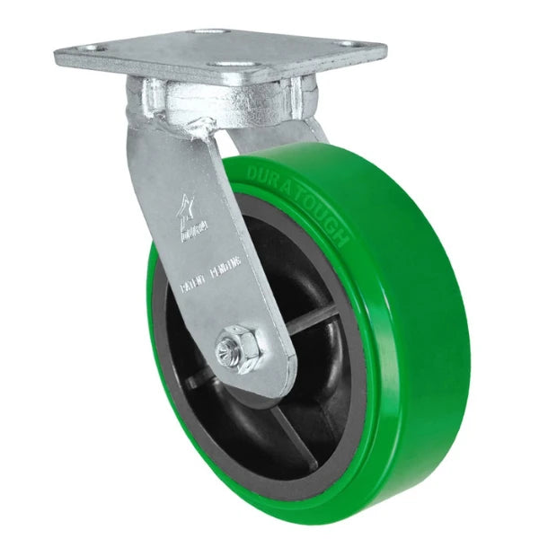 Durastar Heavy Duty S40 Series - 5" x 2" Polyurethane on Glass-filled Nylon - MU (10mm Thick Tread) Swivel Caster - 1000 lb Capacity, Choose between Stainless Top Plate Size and bearing Durastar