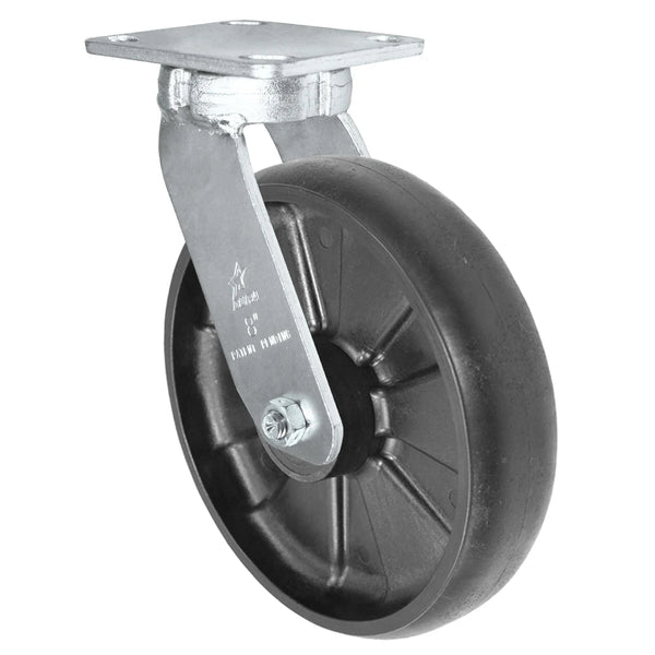 Durastar Heavy Duty S40 Series - 8" x 2" Glass-filled Nylon Swivel Caster - 1400 lb Capacity, Choose between Stainless Top Plate Size and bearing Durastar