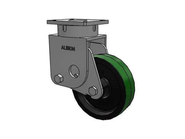 Albion Casters 10"x3" Kingpinless Poly-on-Iron Spring-Loaded Caster - Heavy-Duty 7.5"x6.25" Plate, Model S610PY10509S Albion-Casters
