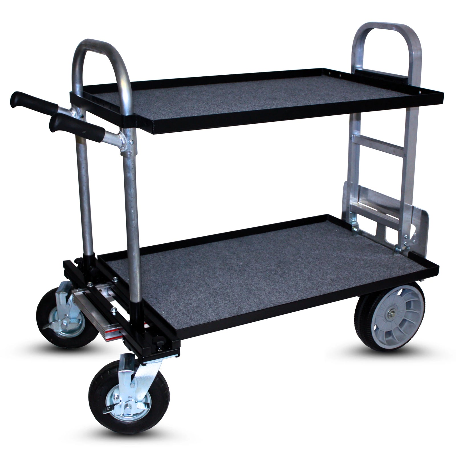Premium Studio Cart with 30" Folding Nose and Double Decker Shelves (SC-30DD) - Shock Absorbing Off-Road Tires Included BP MFG