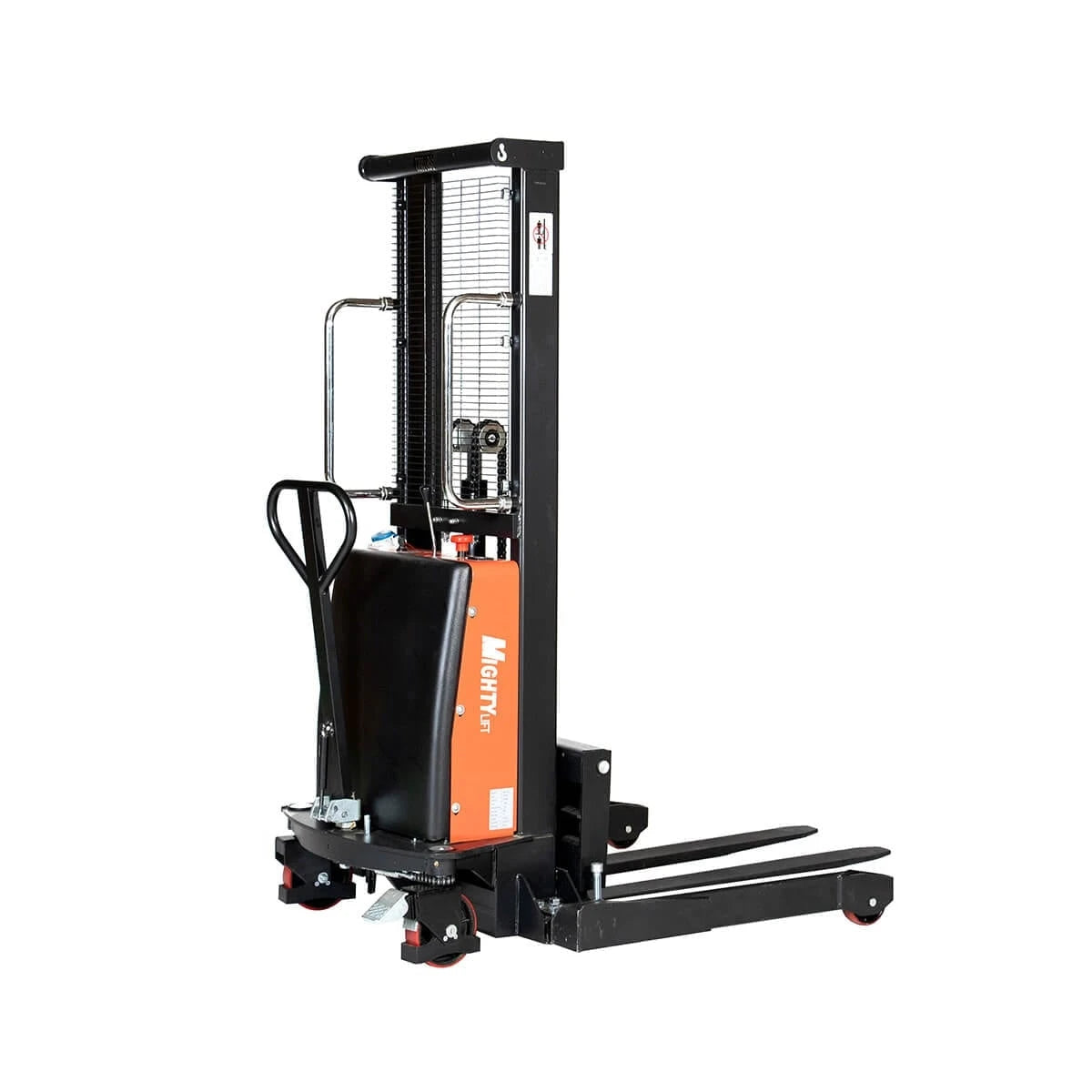 Semi-electric stacker, 2200 lbs cap. 138" lift height, 12V 150Ah w/external charger CasterHQ
