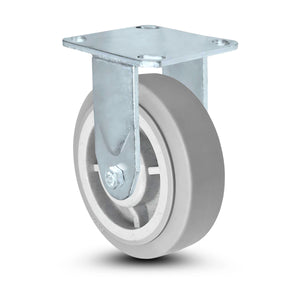 6" x 2" Thermo Rubber Rigid Stainless Kingpinless Caster – 600 lb