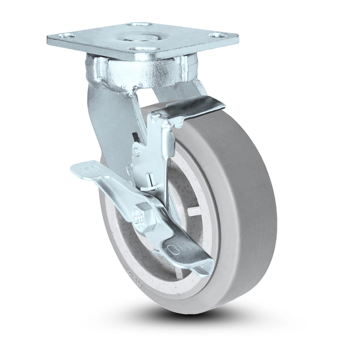 6x2 Stainless Steel Kingpinless Swivel Caster with Foot Brake - Non-Marking, Quiet, Maintenance-Free, 600 lbs Capacity CasterHQ