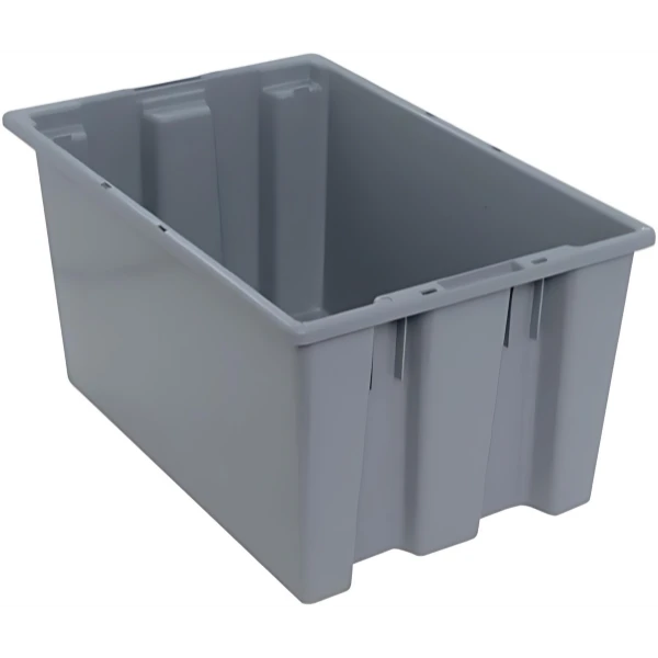 SNT240 3 PC-Genuine Stack and Nest Tote - Durable Heavy Duty Storage Container with Optional Lid Quantum