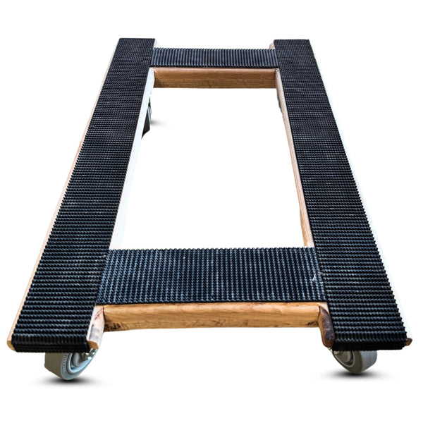 18 Inch x 30 Inch Solid Oak H-Frame Furniture Dolly - 1000 lbs Capacity | 5 Inch Wheels | 4-Way Rubber Grip | USA-Made CasterHQ
