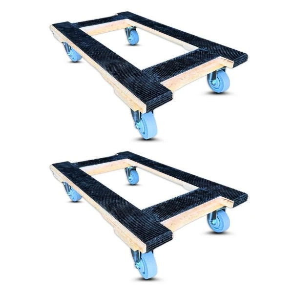 18 Inch x 30 Inch Solid Oak Furniture Dolly 2-Pack - 1000 lbs Capacity Each | 5 Inch Non-Marking Wheels | 4-Way Rubber Grip | USA-Made CasterHQ