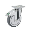 Faultless Medical 4" x 1-1/4" Thermoplastic Rubber Swivel Caster with Direction Lock Brake - 2-1/2" x 3-5/8" Top Plate, 190 lbs Capacity | SKU: SS-04TPX-125-DL-TP01 Faultless