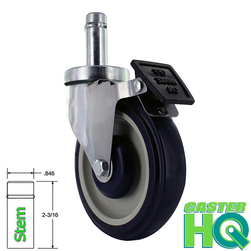 Universal Steel Wire Post Shelving Caster | 5" Polyurethane Wheel | Grip Ring Stem CasterHQ