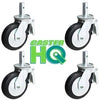 6" x 2" Scaffold Caster Set with Brakes - Mold-On-Rubber Wheel - Metal Thread Guards Included - 1,600 lbs Capacity Per Set of 4 CasterHQ