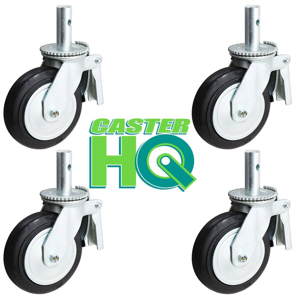 8" x 2" Scaffold Caster with Brake - Mold-On-Rubber Wheel - Metal Thread Guards Included - 2,000 lbs Capacity Per Set of 4 CasterHQ