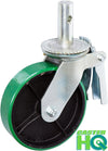 6" x 2" Scaffold Caster with Brake - Green Poly on Steel Wheel - 800 lbs Capacity Per Caster - 2,800 lbs Per Set of 4 CasterHQ