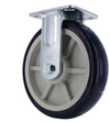 8" x 2" Rigid Plate Caster – 6" Yoke, A98 TPU Polyurethane Wheel (Blue/Tan) – 800 lb Capacity | Z42P3Z2CLPL