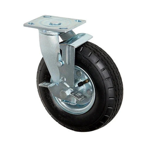 8" Pneumatic Air Filled Swivel Caster W/ Brakes for Luggage Carts CasterHQ