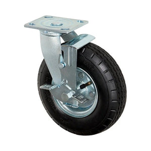 8" Pneumatic Air Filled Swivel Caster W/ Brakes for Luggage Carts CasterHQ