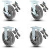 4-Piece Caster Set | 2 Swivel with Brakes 2 Fixed Casters with Mounting Hardware - 8" x 2" Polyolefin Wheels, 3,200 lbs Total Capacity CasterHQ