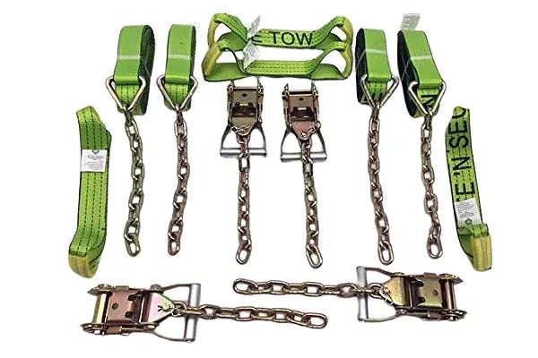Hi-Viz Green TECNIC 8-Point Tie Down Kit for Rollback & Flatbed - TOW-8PTCHAIN-I CasterHQ
