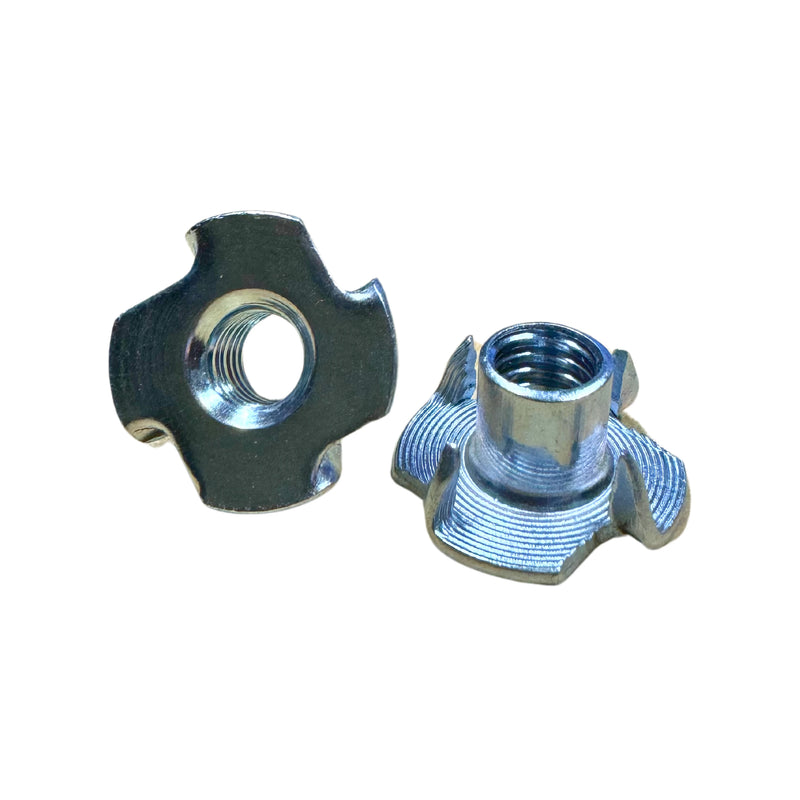 Zinc 1/4" Tee Nut with 4 Prongs - Easy Install for Furniture Casters CasterHQ