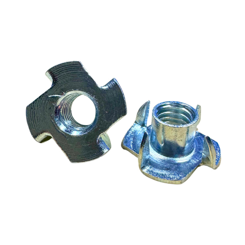 Zinc 3/8" Tee Nut with 4 Prongs - Easy Install for Furniture Casters CasterHQ