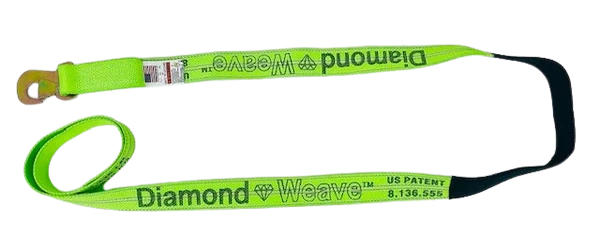 TOW-100FSH5-DW - 2" x 8' Heavy-Duty Wheel Lift Strap with Flat Snap Hook & Protective Sleeve - 2000 lbs Load Capacity SAFE 'N SECURE LLC