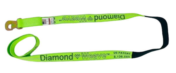 TOW-100FSH5-DW - 2" x 8' Heavy-Duty Wheel Lift Strap with Flat Snap Hook & Protective Sleeve - 2000 lbs Load Capacity SAFE 'N SECURE LLC