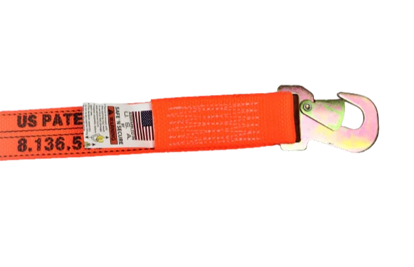 TOW-100FSH5-DW - 2" x 8' Heavy-Duty Wheel Lift Strap with Flat Snap Hook & Protective Sleeve - 2000 lbs Load Capacity SAFE 'N SECURE LLC