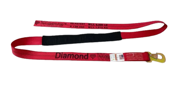 TOW-100FSH5-DW - 2" x 8' Heavy-Duty Wheel Lift Strap with Flat Snap Hook & Protective Sleeve - 2000 lbs Load Capacity SAFE 'N SECURE LLC