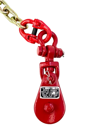 2 Ton Snatch Block with 5/16" Grade 70 Chain and Grab Hook Assembly for 5/16" - 3/8" Wire Rope, 9lbs CasterHQ