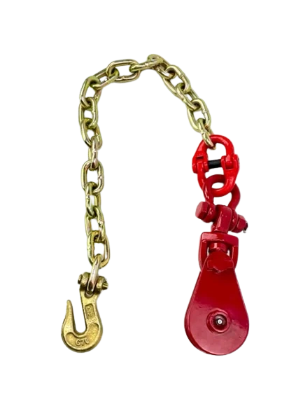 2 Ton Snatch Block with 5/16" Grade 70 Chain and Grab Hook Assembly for 5/16" - 3/8" Wire Rope, 9lbs CasterHQ