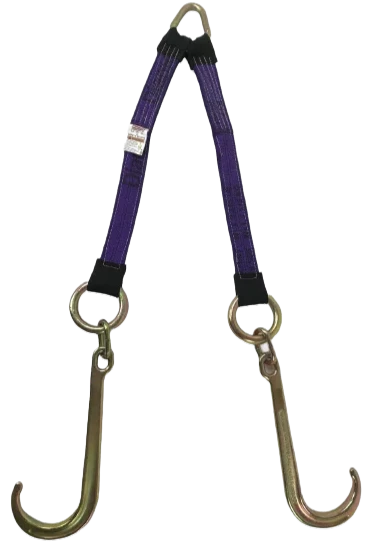 2" x 24" Towing V Bridle with 15" Forged J Hook - Heavy-Duty Tow Strap, 3,333 lbs Load Capacity | TOW-2X24BRIDLE-DW SAFE 'N SECURE LLC